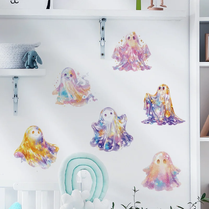 

Halloween Wall Sticker For Children Colorful Elf Ghost Room Decor Stickers Home Decoration Accessories Self-Adhesive Wallpaper