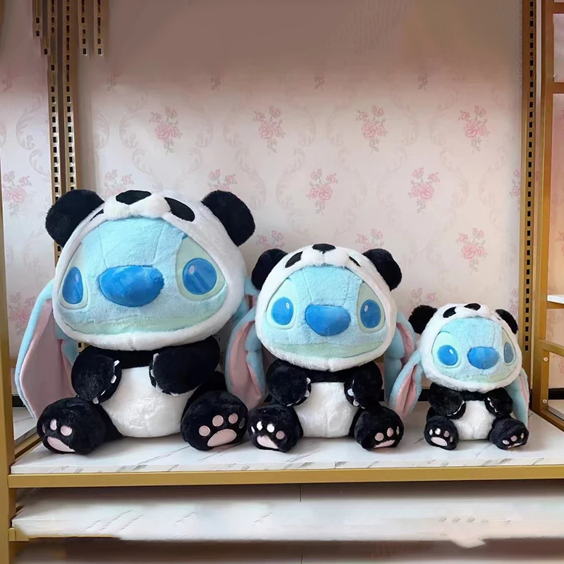 Mainan mewah Disney Lilo and Stitch, hadiah Natal untuk anak-anak, korset kulit jahitan Panda, ukuran 30/45/60CM