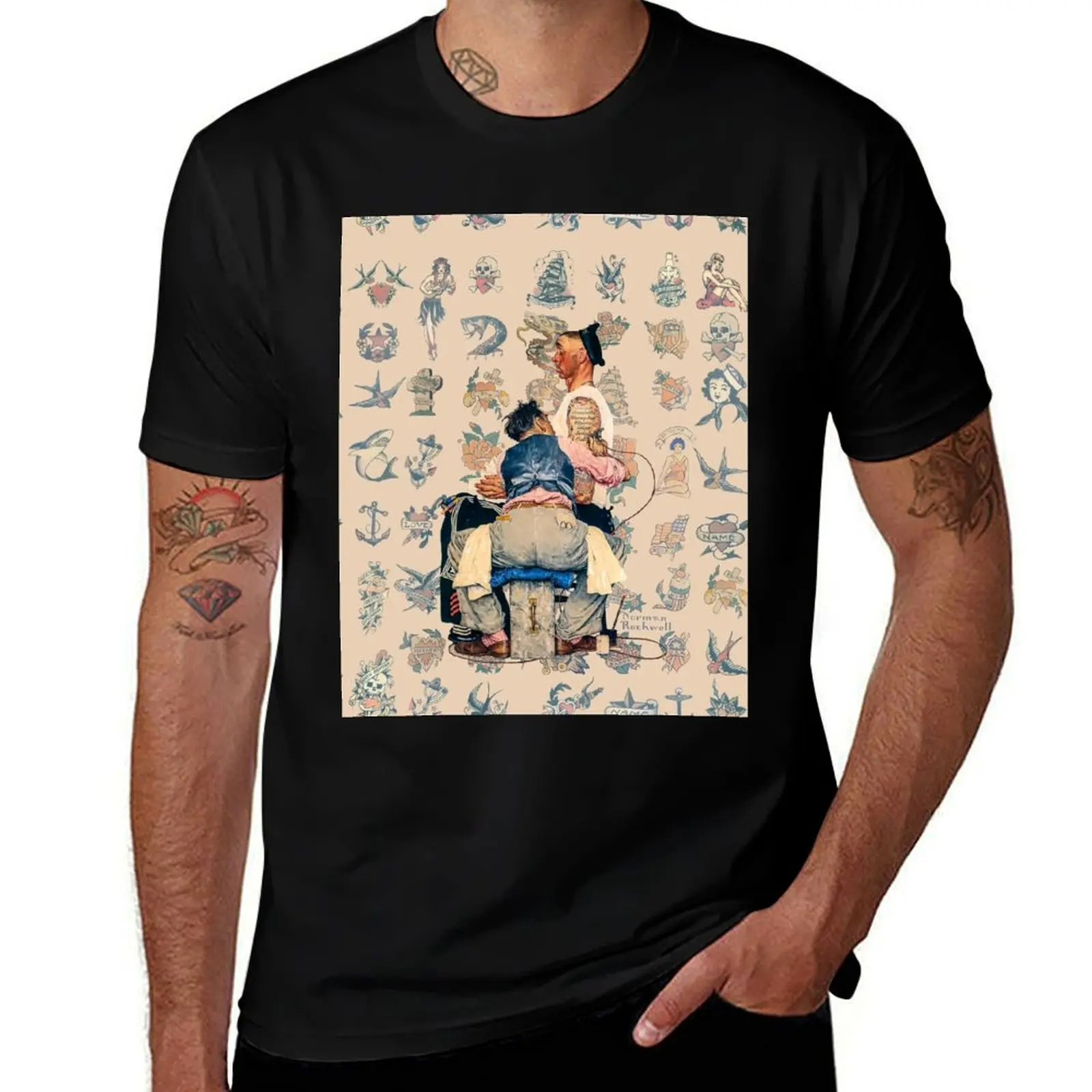 Rockwell's TATTOO ARTIST expanded variant T-Shirt Streetwear Print Tee Shirt T-Shirt