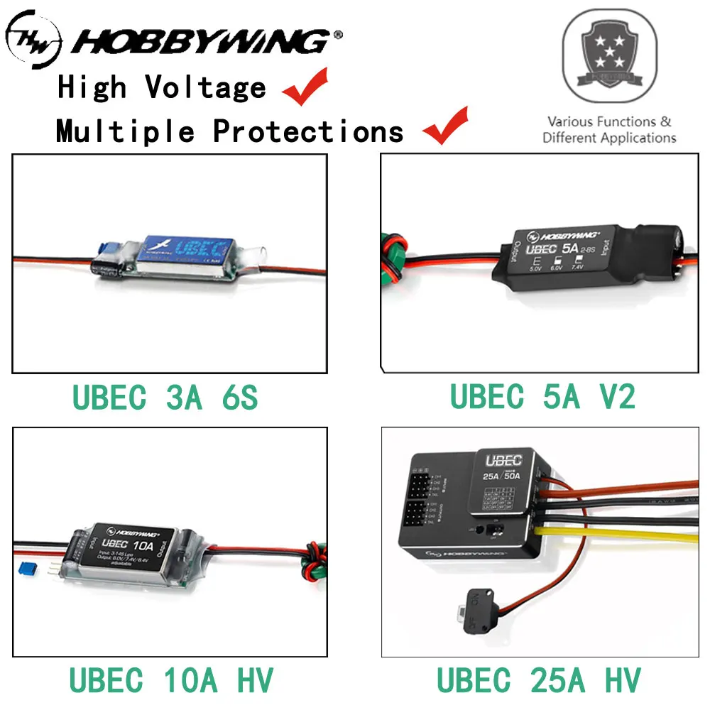 Hobbywing 3A 5A 10A 25A UBEC 2-18S Lipo High Voltage Regulator Module for RC FPV Mini Racing Quadcopter Helicopter Plane Parts