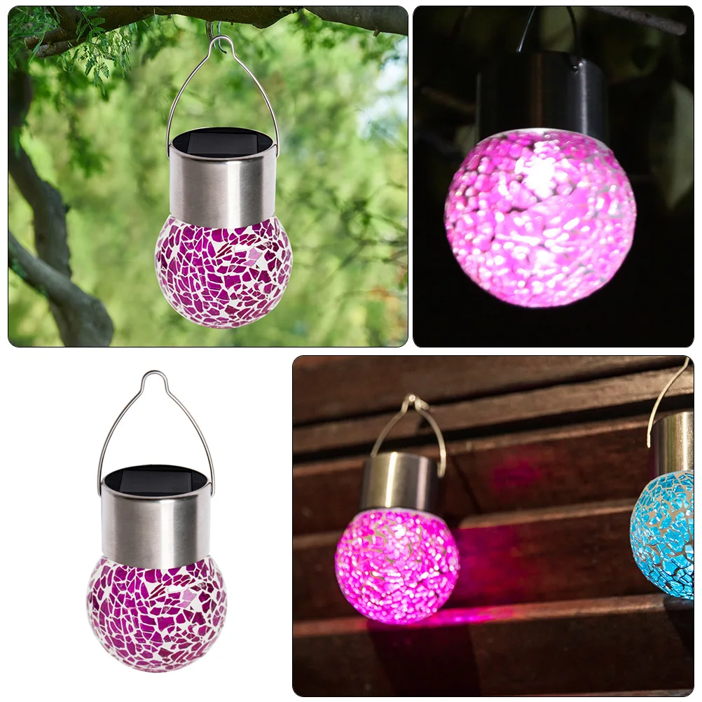 

Mosaic Cracked Ball Light Hanging Garden Lamp Outdoor Powered Lantern Glass Solar Yard Light 6-8 Hours Weatherproof Glass Ball