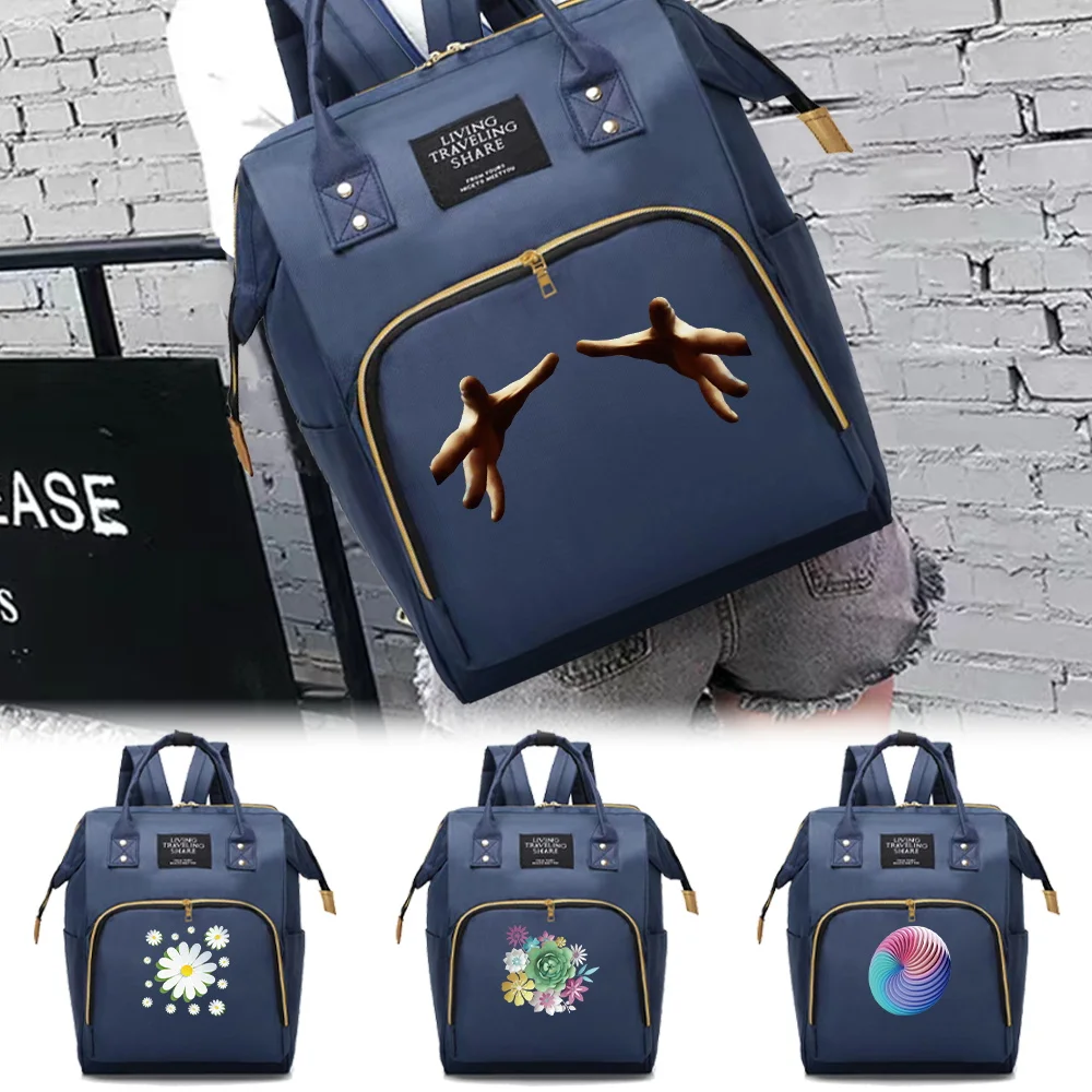 

3D Series Fashion Mommy Pack Large Capacity with Compartments Zipper Backpack Portable Simple Ladies Casual Travel Storage Bag
