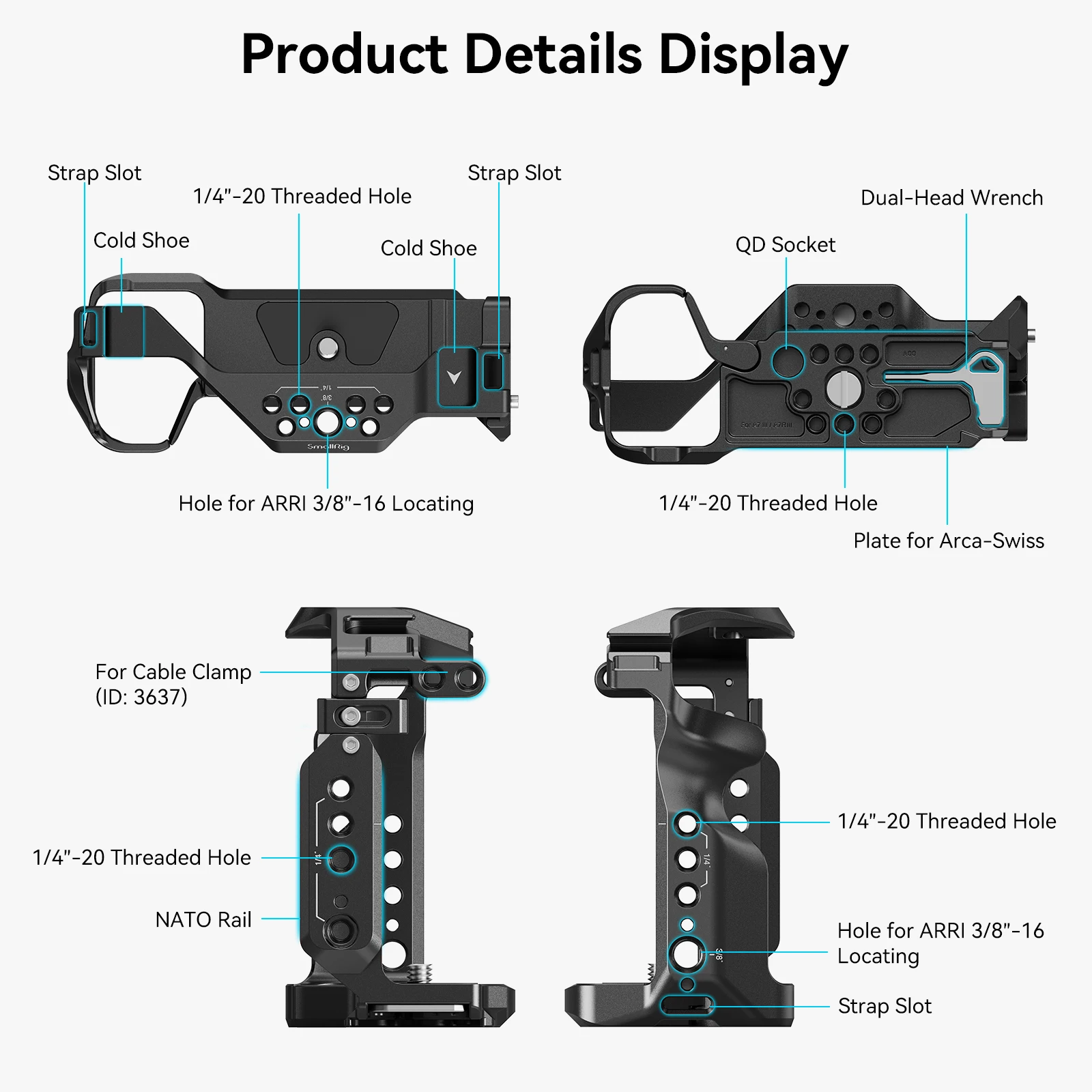 SmallRig A7 III / A7R III Cage Kit with Top Handle HDMI Cable for Sony Alpha 7 III / Alpha 7R III Portable Handheld Kit 4198