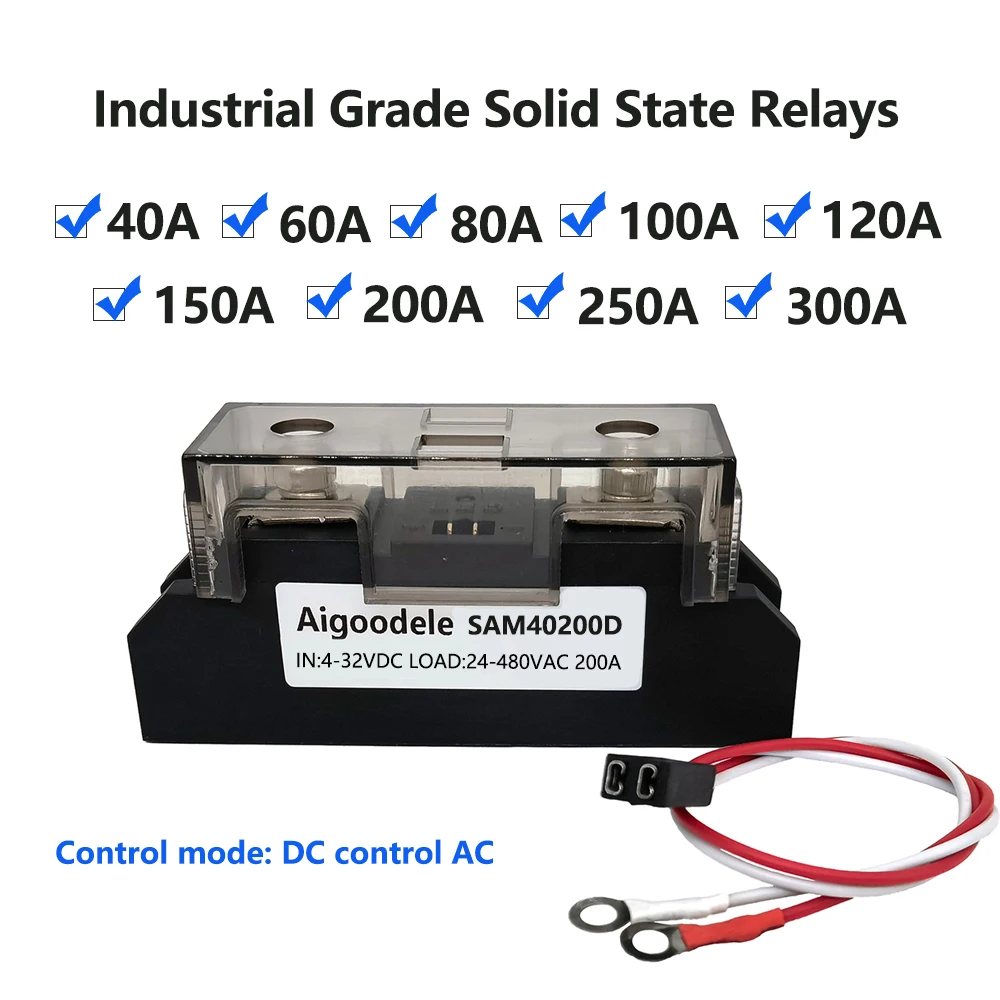 SAM40120D 4-32VDC to 24-480VAC Industrial High Current Solid State Relay Modular 40A 60A 80A 100A SAM150D 200A250A300A SSR DC-AC