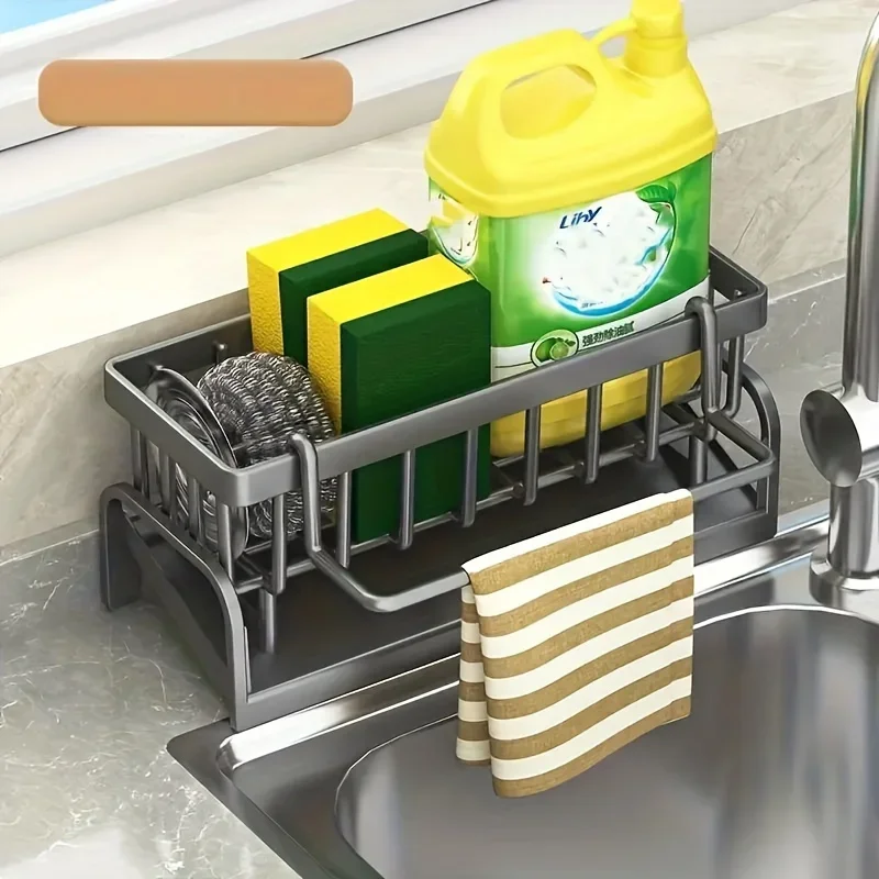 Compact Tap-Mounted Spice Shelf – Sink Organizer with Drainage Rack – Space-Saving Kitchen Storage for Utensils/Accessories
