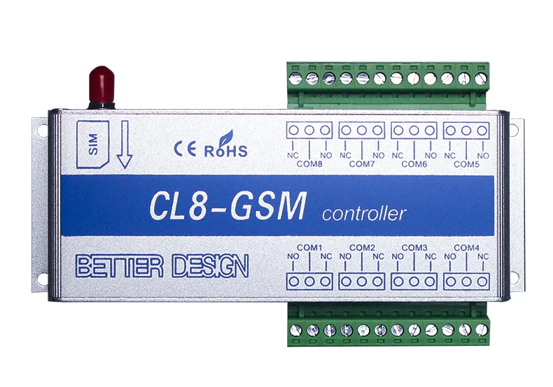 GSM Remote Controller ON/OFF Switch CL8-GSM 8 Channel Relay Output Support Temperature Humidity Monitoring