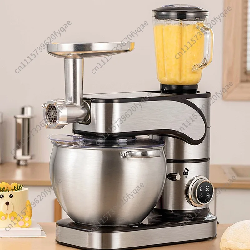 Home Baking Stand Mixer Parts, 304 Stainless Steel Whisk Dough Hook Mixer Beater Splash Cover and Mixing Bowl