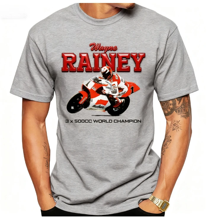 الصيف الرجال قصيرة الأكمام الصبي دراجة نارية رياضية سباق تيز رجل بلايز 90's أسطورة رايدر واين ريني GP 500cc ريترو ستايل تي شيرت