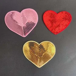 Gold,Red,Pink Heart Iron on Patches Fabric Sequin Applique Embroidery Badges Clothes Stickers Decoration for Clothing,Jean,Shirt