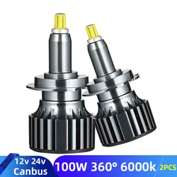 Zdatt 360 H7 LED Headlight Canbus H4 H1 H11 H8 9005 HB3 9006 HB4 100W 3D CSP Auto Lamp Fog Lights For Lens 12V 24V 6000K h7led