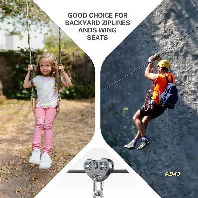 

30Kn Cable Trolley Pulley With Ball Bearing Climbing Caving Aloft Work Rescue