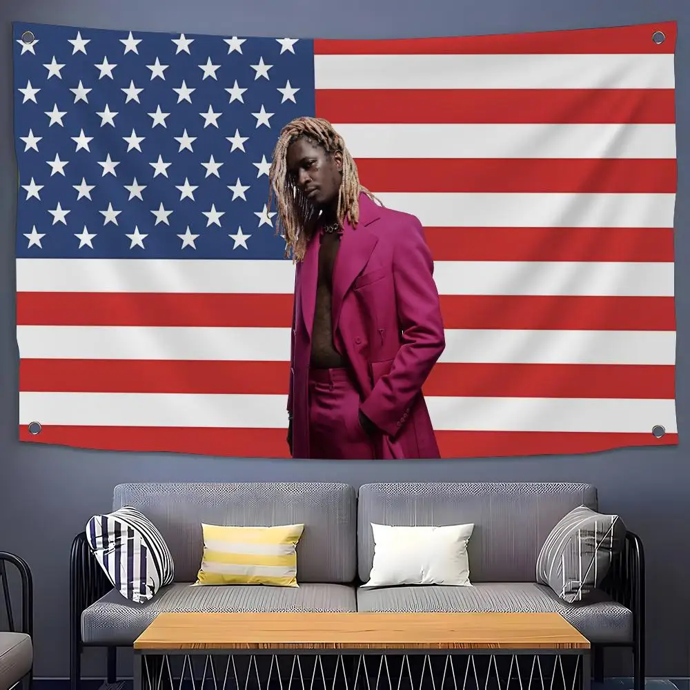 American Singer Y-Young T-Thug Music Flags Flags for Room, Bedroom, Home, Outdoor, Wall Hanging, Concert Print, Art Banner