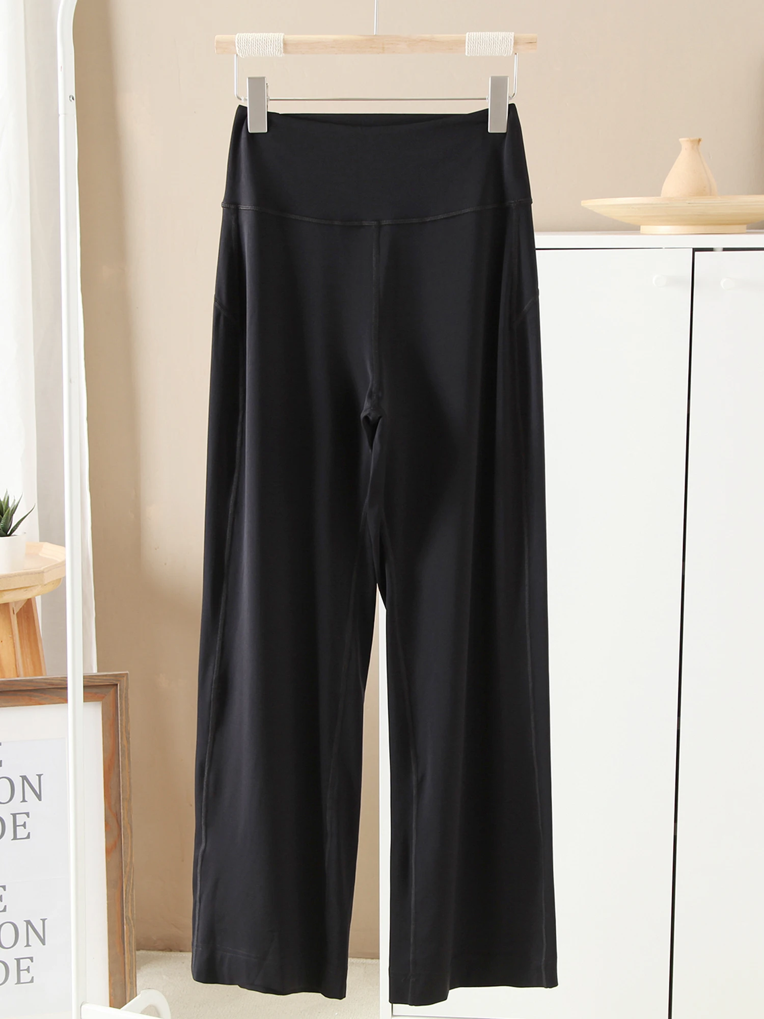 Spodnie damskie z wysokim stanem i szerokimi nogawkami, luźny krój, styl casual, model 2025, szybkoschnące, idealne do biegania i fitnessu, długie spodnie o spódnicy, elegancki krój.