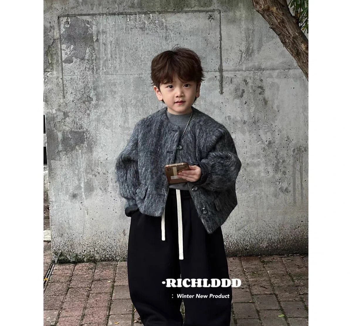 

Fashion Boys Girls Suits Autumn Winter Solid color woolen Coat+ Loose Pants 2pcs Kids Sets Casual Sportwear Handsome Clothes