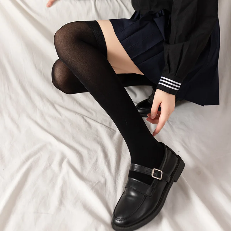 Sweet JK Style Breathable Velvet Calf Socks Spring and Autumn College Style Mid-Calf Length and Knee Socks Solid Color Women's S