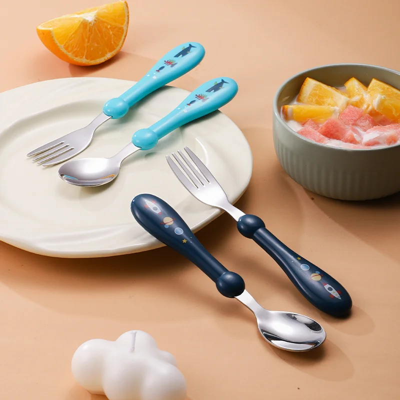 Immagine 7: Set di 2 posate per bambini in acciaio inossidabile, cucchiaio/forchetta, adatto per posate per bambini, ideale come regalo per madri e neonati