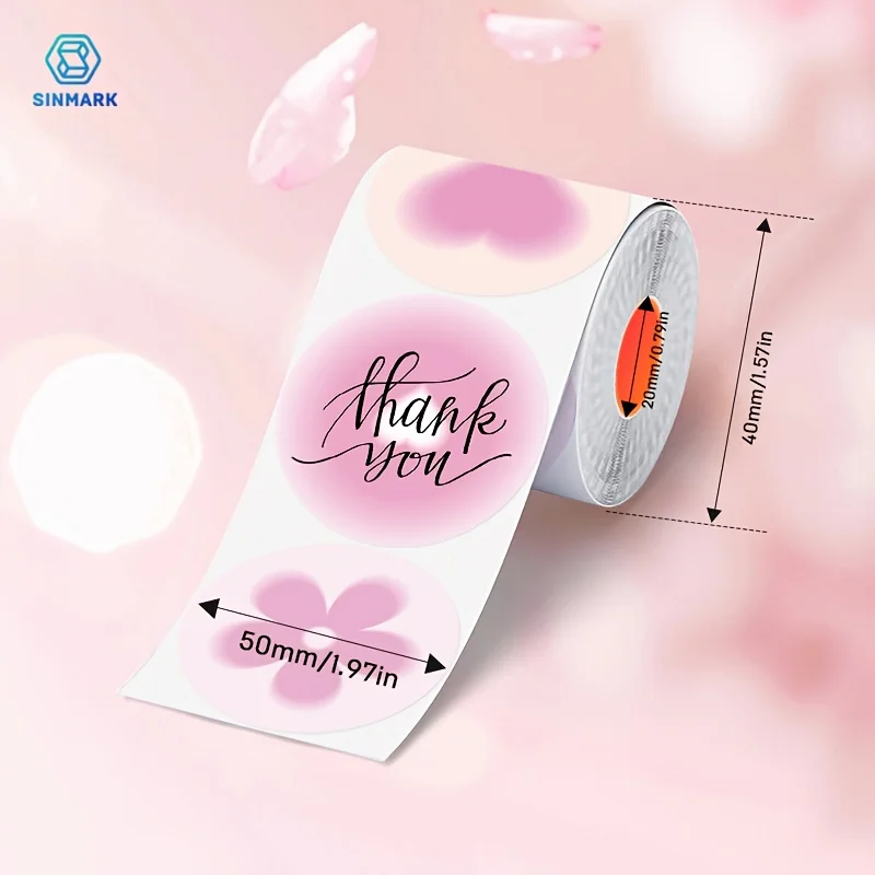 SINMARK 2-inch Color Thermal Labels, 50mmx50mm, Round, Compatible with SK58/SK20/SK35/SK45/M110/M200/M120 Mini Thermal Printer