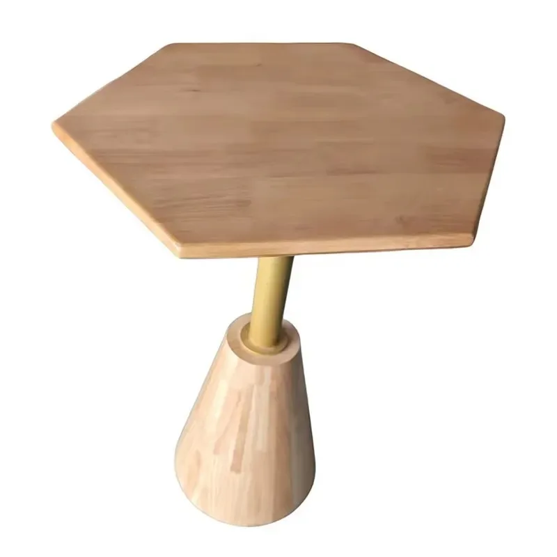 Nordic Modern Simple Solid Wood Hexagonal Coffee Table Side Table for Milk Tea Shop Sofa Small End Table