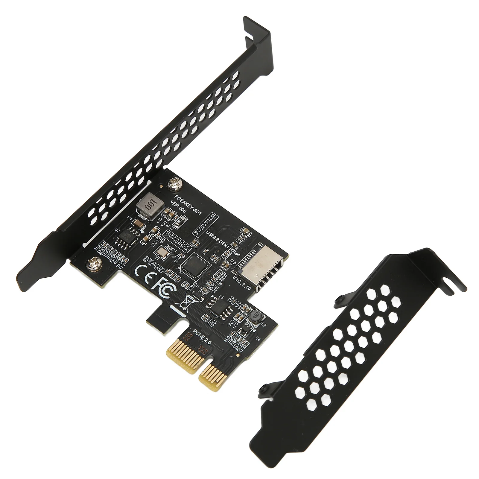 PCIE to USB 3.2 Expansion Card Black 5Gbps High Speed PCIE X1 to USB3.2 Gen1 TYPE E 20PIN Expansion Card For Desktop Front TypeC