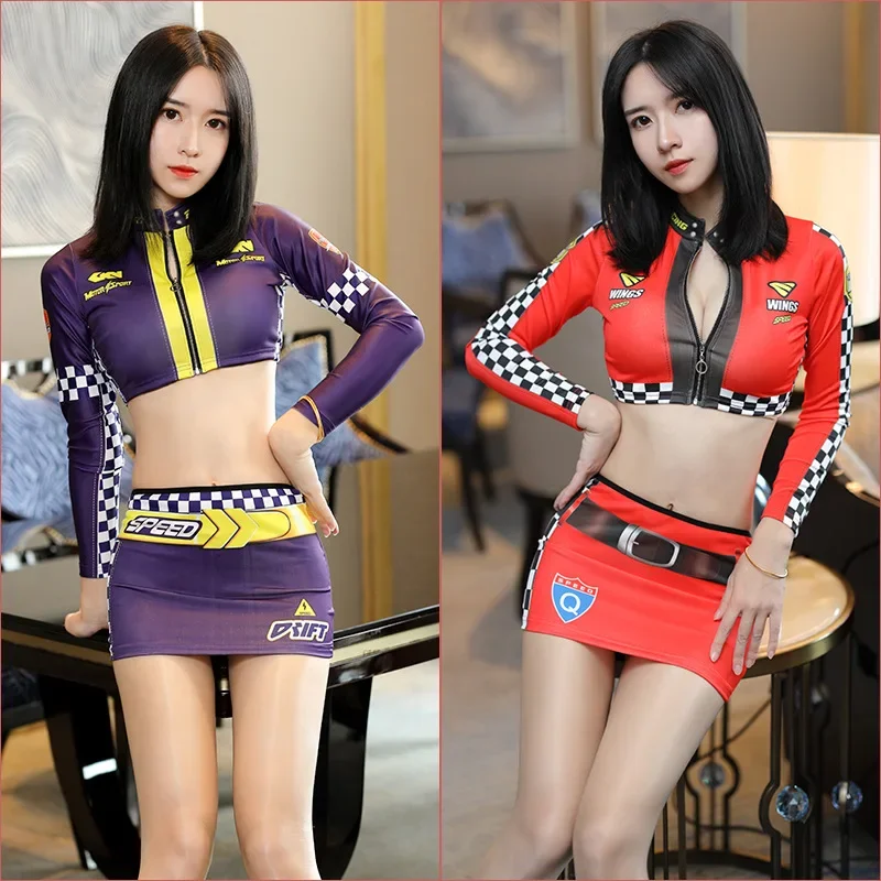 Women Sex Fantasy Racer Cosplay Erotic Lingerie High Elastic Cosplay Racing Girl Set Nightclub Party Anime Cosplay Sexy Costumes