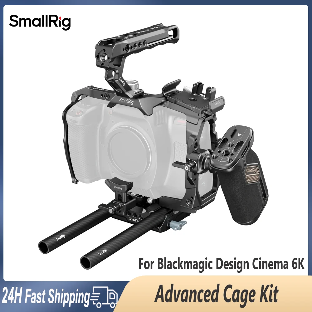 

SmallRig Advanced Cage Kit for Blackmagic Design Cinema 6K with dual 15mm carbon fiber rods Basic Cage for BMCC 6K Camera Cage