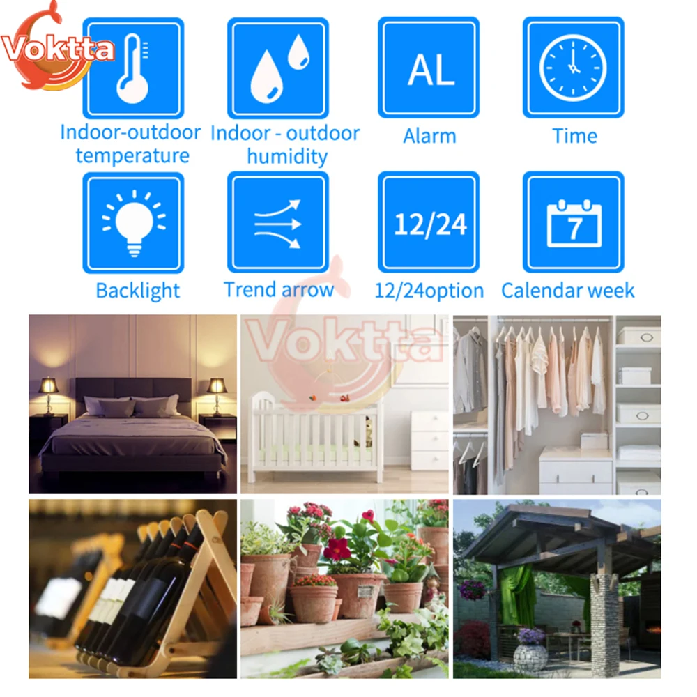Outdoor Indoor LCD Digital Thermometer Hygrometer Wireless Weather Stations Clock Temperature Humidity Monitor Sensor for Home