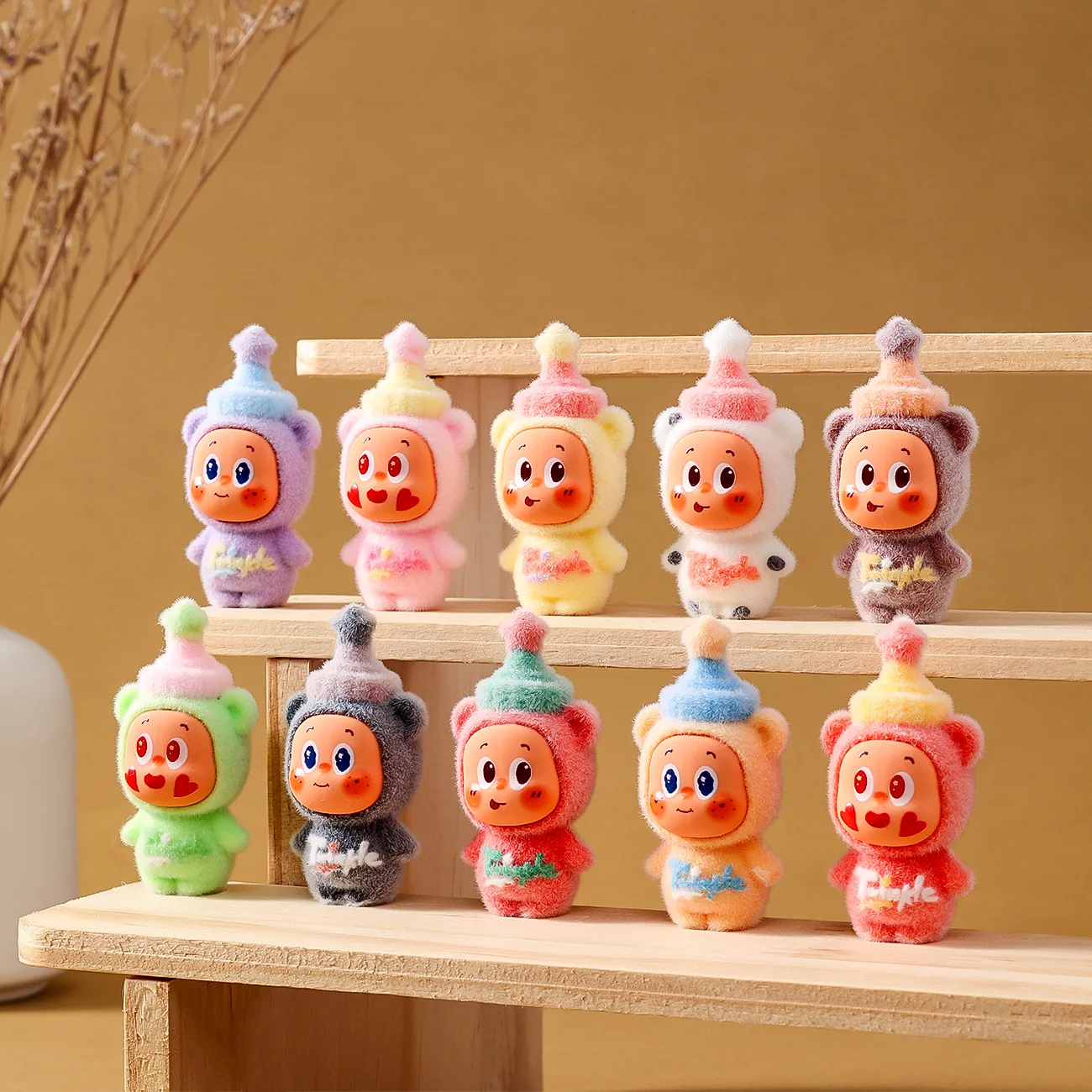 10 قطع من دمية الدب الكرتونية اللطيفة على شكل حيوان كرتوني، زينة ناعمة لطيفة لسطح المكتب