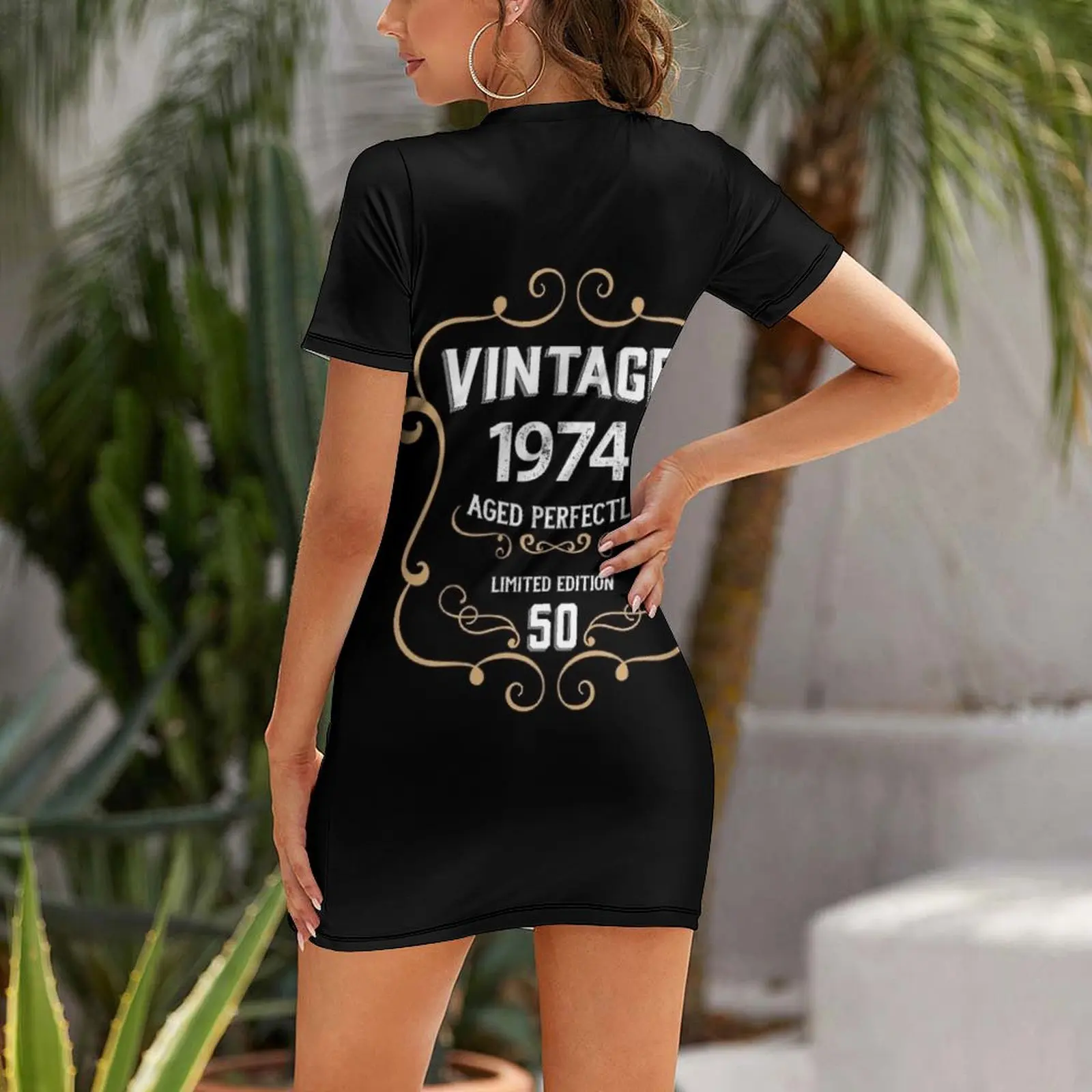 50th Birthday Vintage 1974 Aged Perfectly Gift Short Sleeved Dress elegant party dress for women 2025 women long dresses Dress