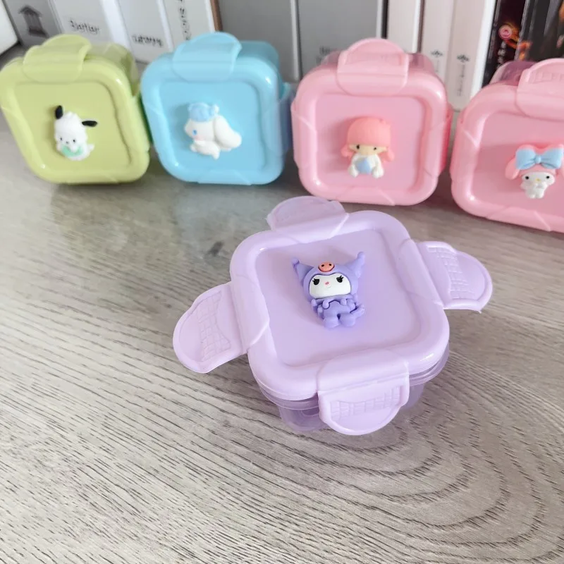 Sanrio Crisper Hello Kitty Mini Organizer Cartoon Cinnamoroll Melody Seal Layer Ice Cube Box Jewelry Storage Box for Girls Gifts