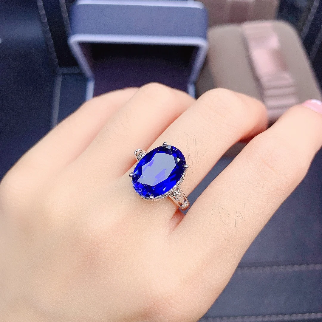 FS S925 Sterling Silver Fine Jewelry Sets for Women Natural Sapphire Fashion Ring Earrings Pendant Necklace 4-Piece MeiBaPJ