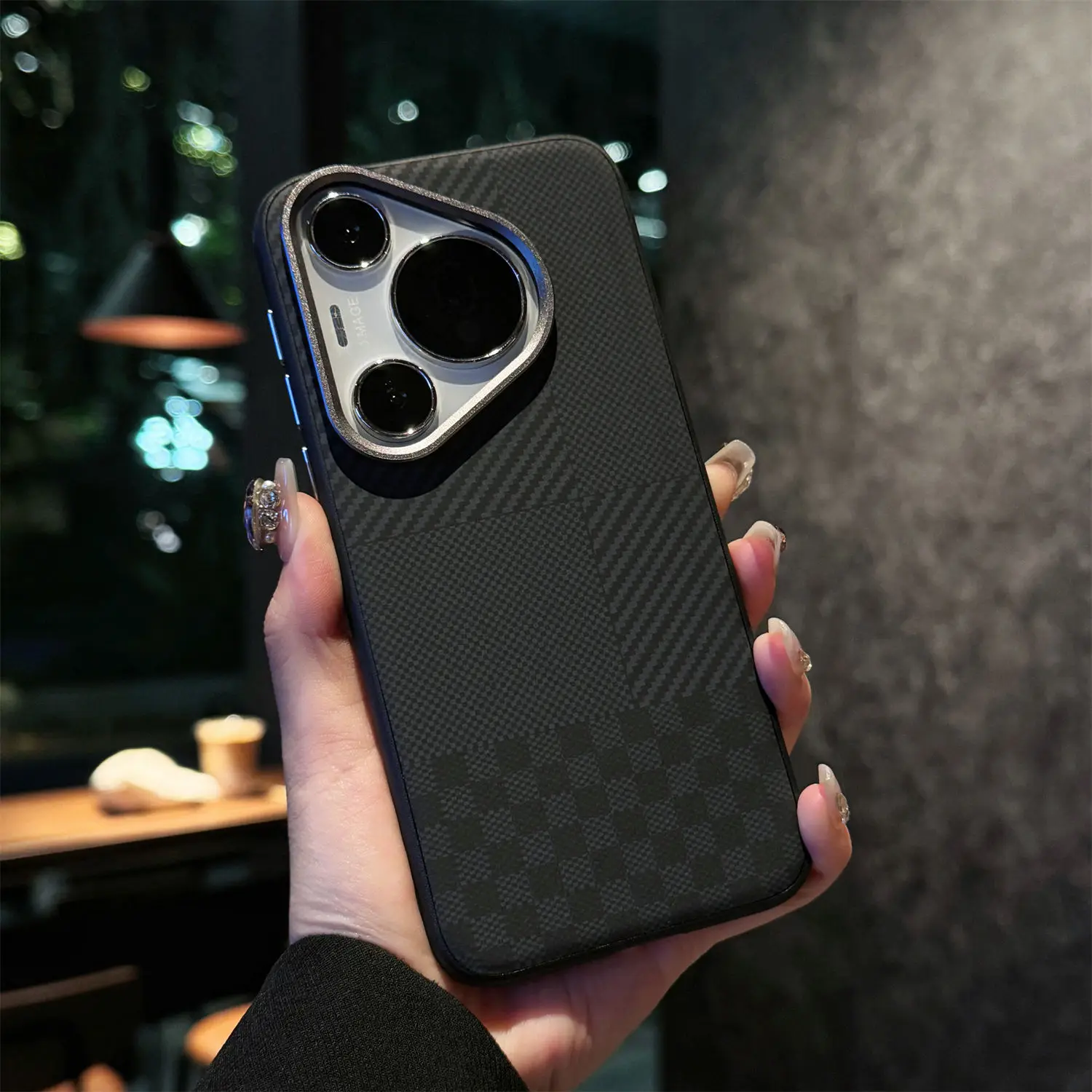 

For Huawei Pura 70 Pro Case Business Leather Skin Graid Pattern Texture Mobile Phone Case Cover