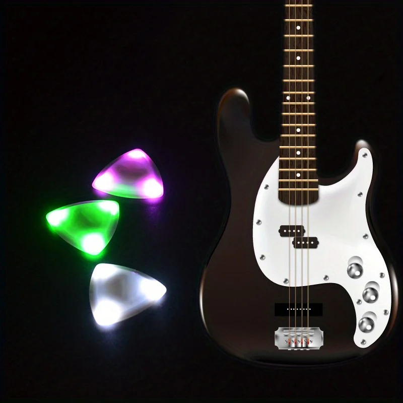 Auto LED Glowing Guitar Picks - Dazzling Colourful Illuminated Guitar Plectrum For Acoustic Electric and Bass Guitar