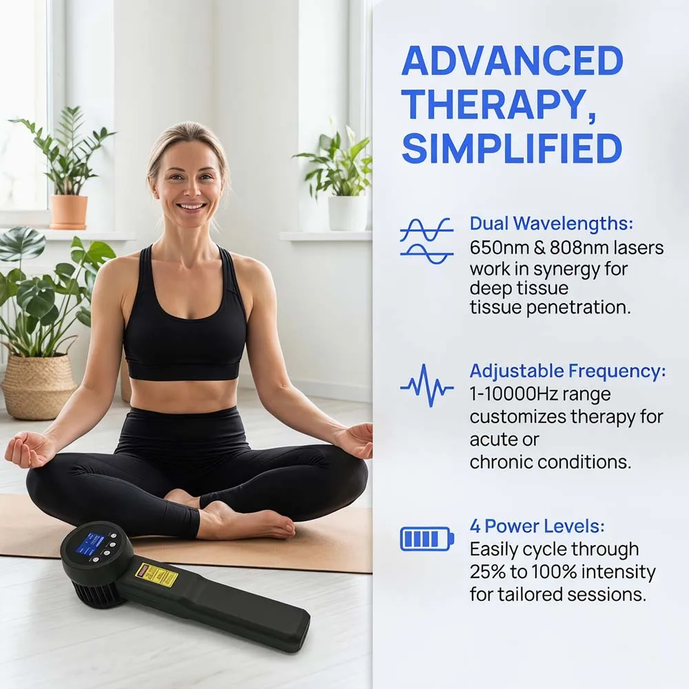 

High Power Cold Laser Therapy Device 8W for Sports Injury Muscle Strain Ligament Tear Recovery LLLT 650nm 808nm Gym Home Use