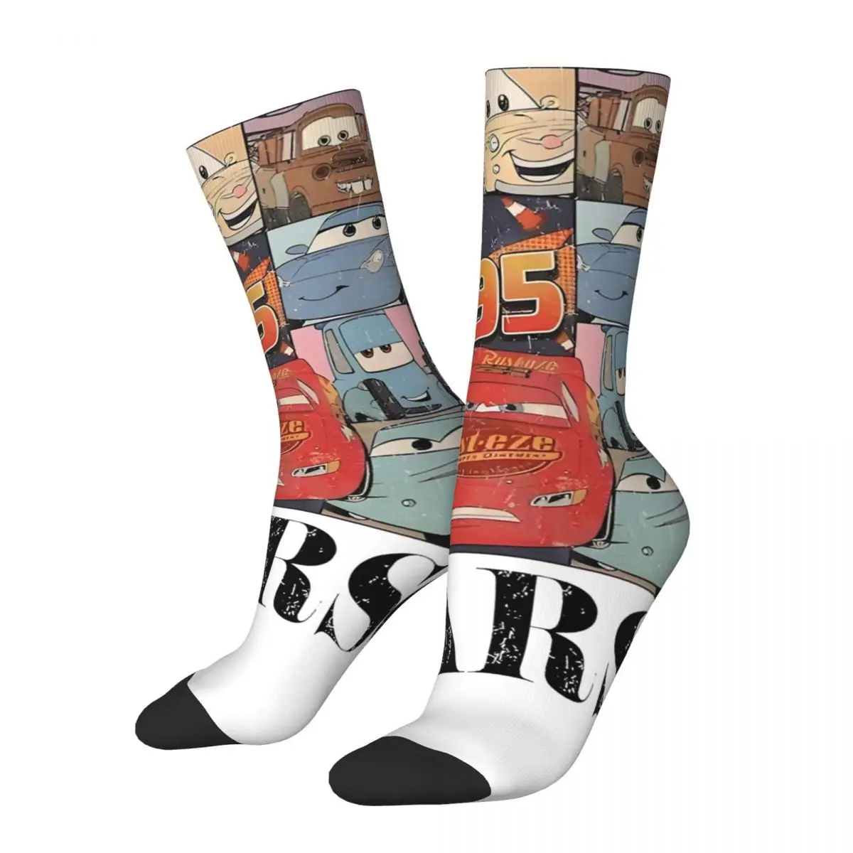 Retro Cars Lightning Eras Tour McQueen Socks for Unisex Comfortable Fashion Sally Cars Movie Socks Harajuku Middle Tube Stocking