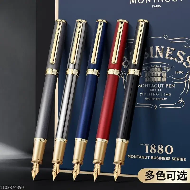 Montagut Courteous Reception Fountain Pen Iridium Gold EF/F/Bent 0.38/0.5mm/1.0mm Nib Ink Pen Art Curved Student School Supplies