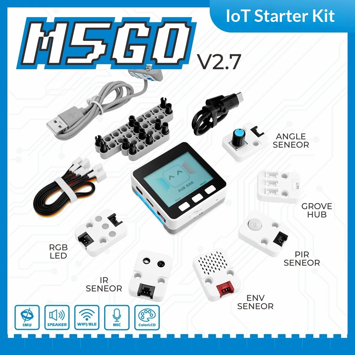 

Официальный IoT-набор M5Stack M5GO V2.7 - стартовый комплект для программирования начального уровня для начинающих