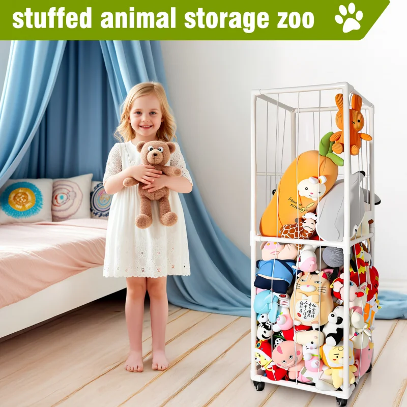 

CreativePVCP плюшевая подставка для хранения игрушек, нижняя сетка, клетка для хранения кукол, органайзер для кукол