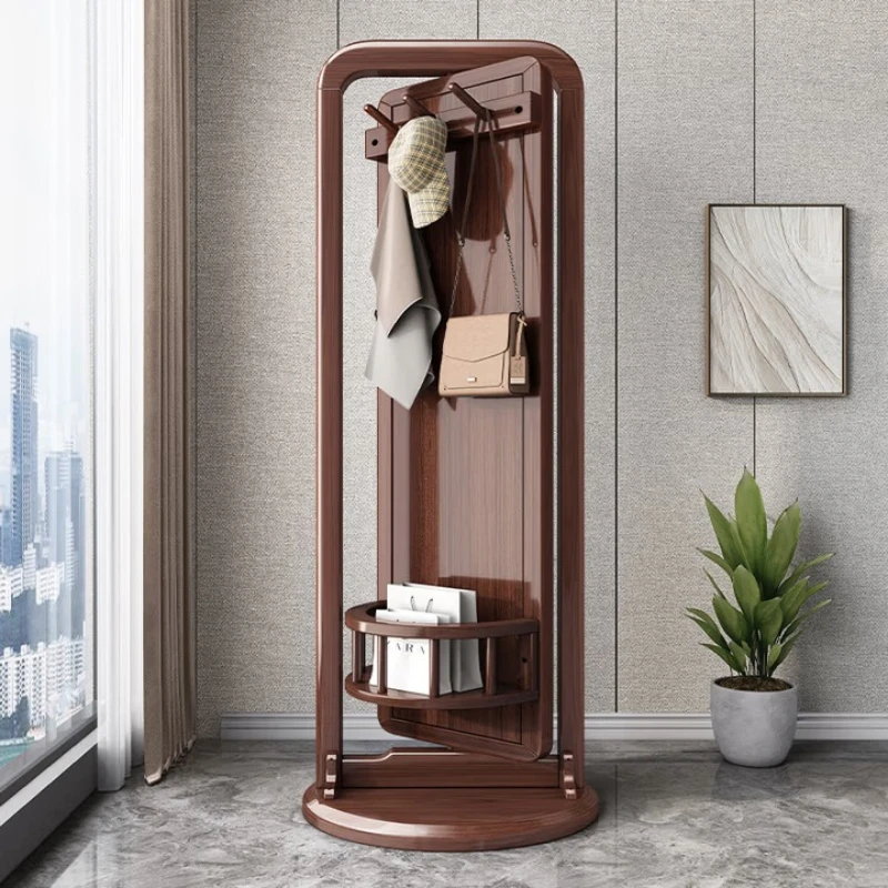 

New Chinese-style solid wood rotating floor-to-ceiling full-length mirror, home bedroom full-body mirror, hanger storage