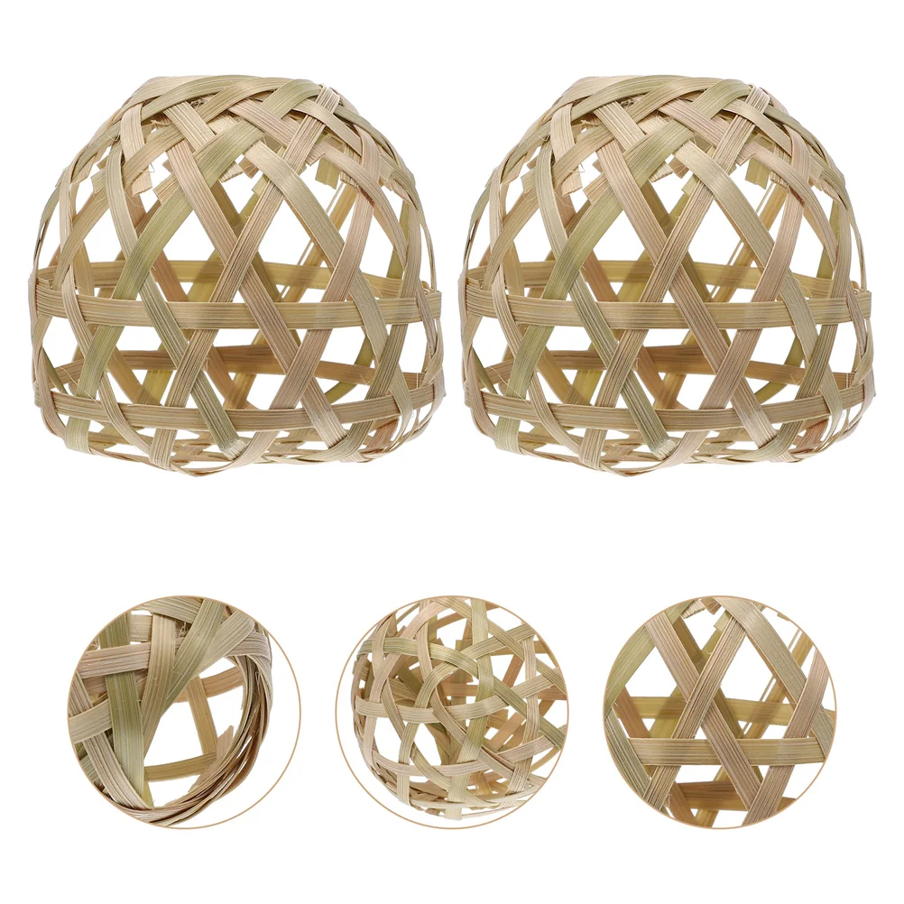 4Pcs Bamboo Lamp Shade Woven Pendant Light Cover Globe Chandelier Rattan Replacement Lampshades Lighting Accessories