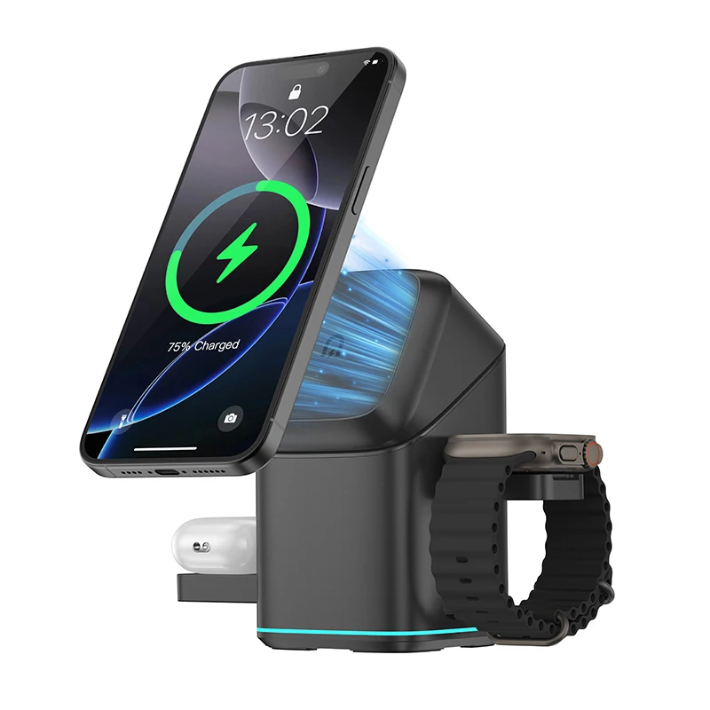 Praiser 25W Qi2 Foldable Touch Auto Rotation Magnetic Wireless Charger for iPhone 16 15 14 13 Samsung S25 S24 S23 S22 Xiaomi - view 6