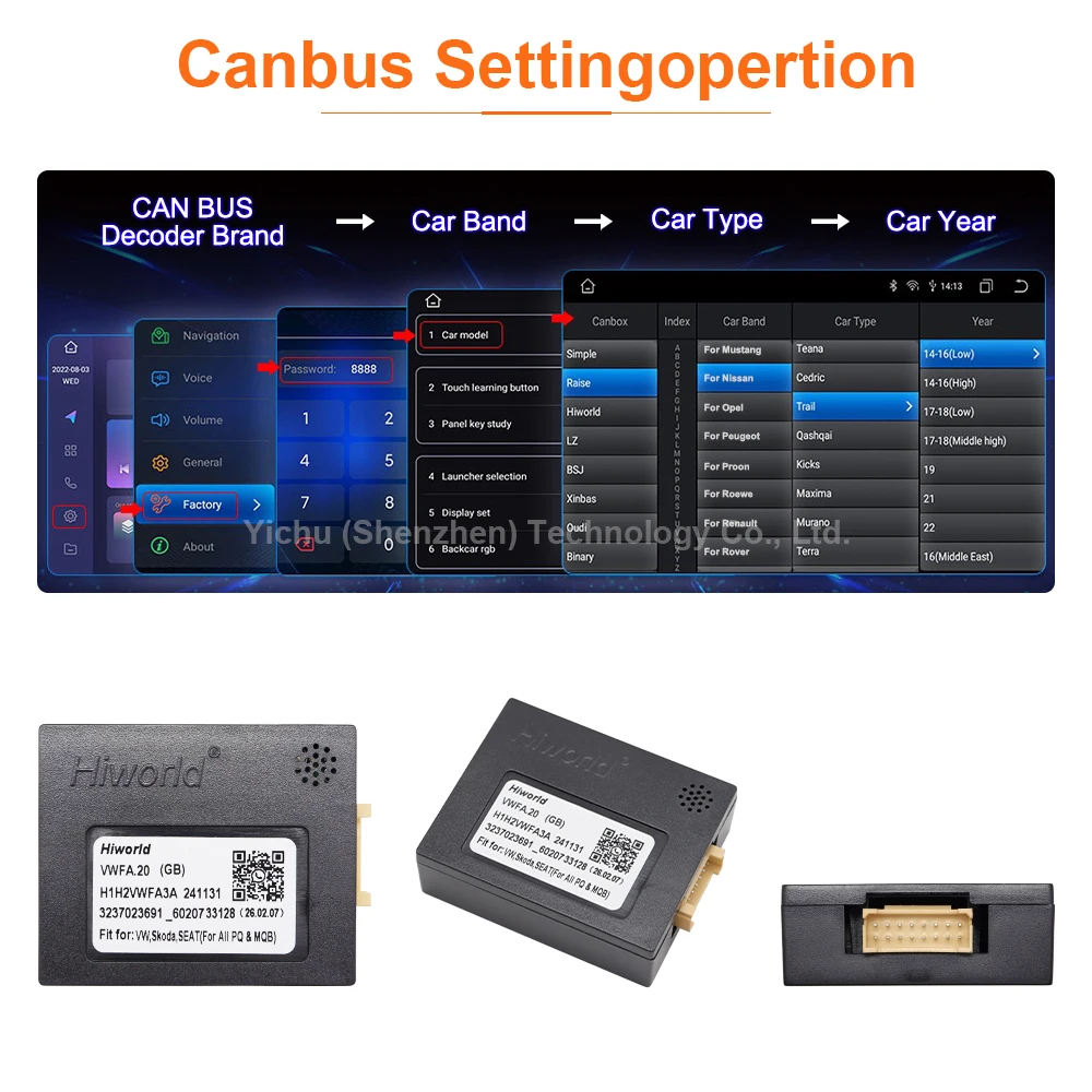 Universeller Hiworid CAN-Bus-Decoder VWFA.20 Adapter Android-Headunit-Decoder für Volkswagen, VW, Skoda, SEAT und alle PQ/MQB-Systeme – Detail 3