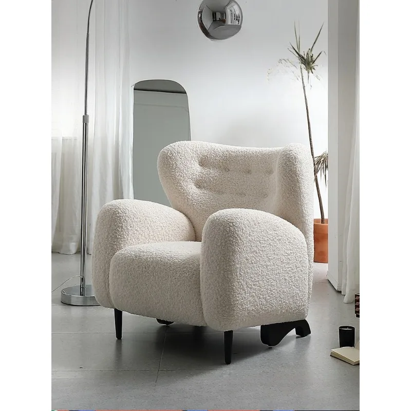 

Single sofa light luxury leisure simple white lazy cute sofa Nordic ins Internet celebrity designer single chair
