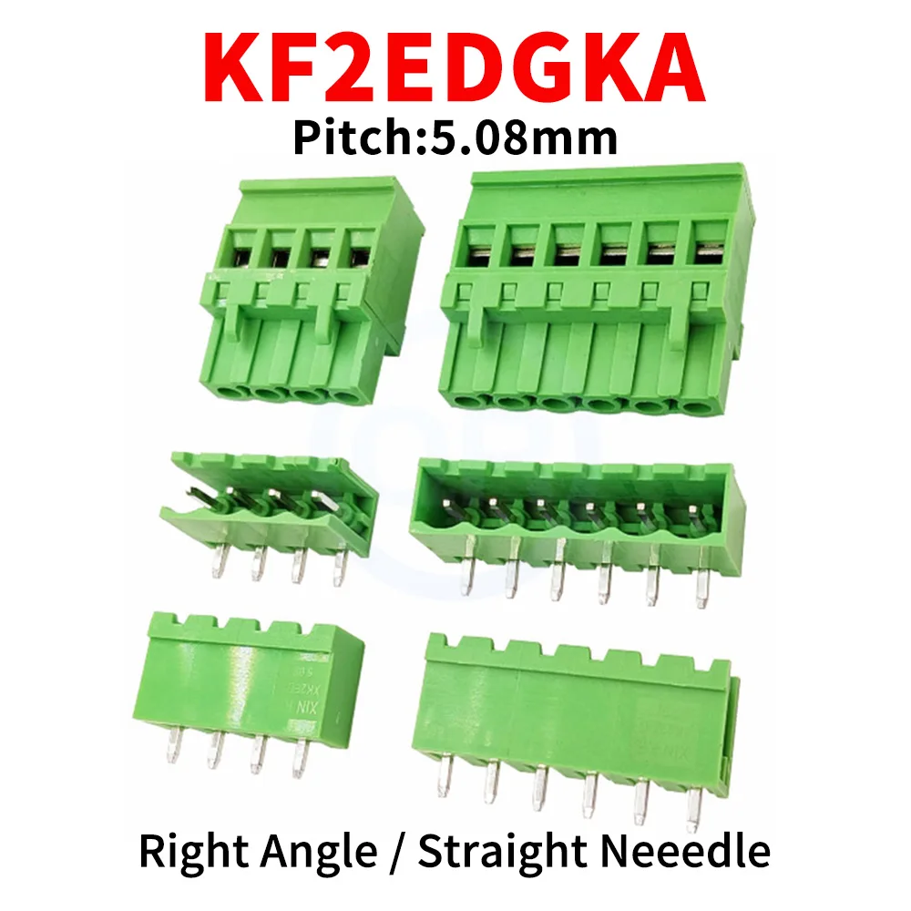 (5 PCS) KF2EDGKA 5.08mm Plug terminal 2EDGKA + 2EDGR V RC VC 5.08 Open Close Right Angle straight pin plug pcb connector 2~24Pin