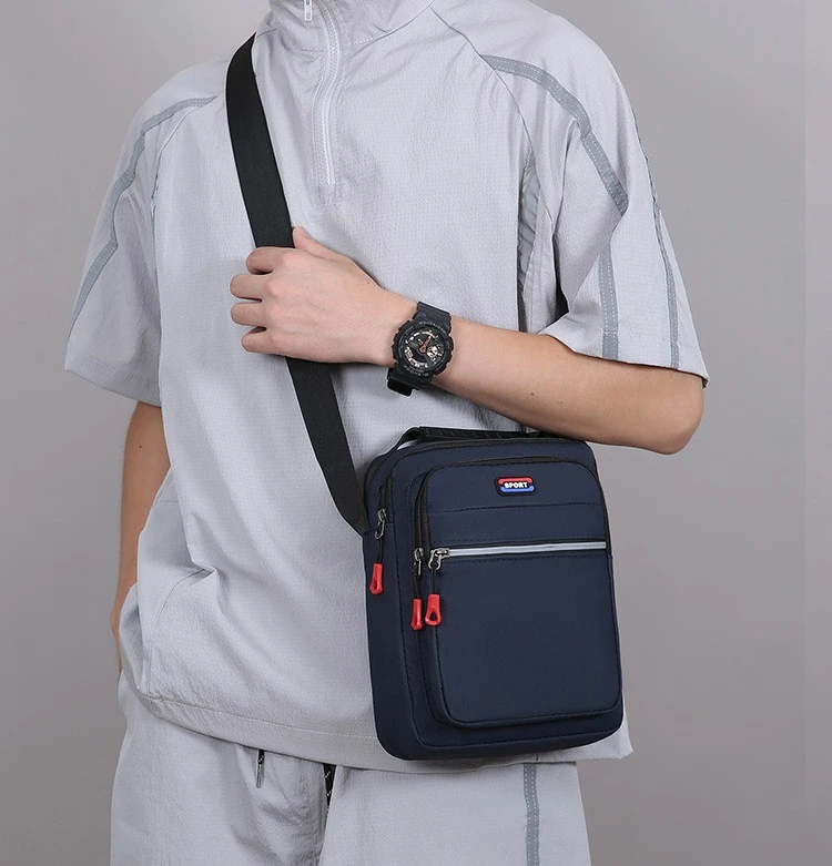 Neue Herren-Umhängetasche, schlichte Schultertasche, lässige, geräumige Tasche für den täglichen Gebrauch, atmungsaktive Reisetasche für Herren. – Detail 12