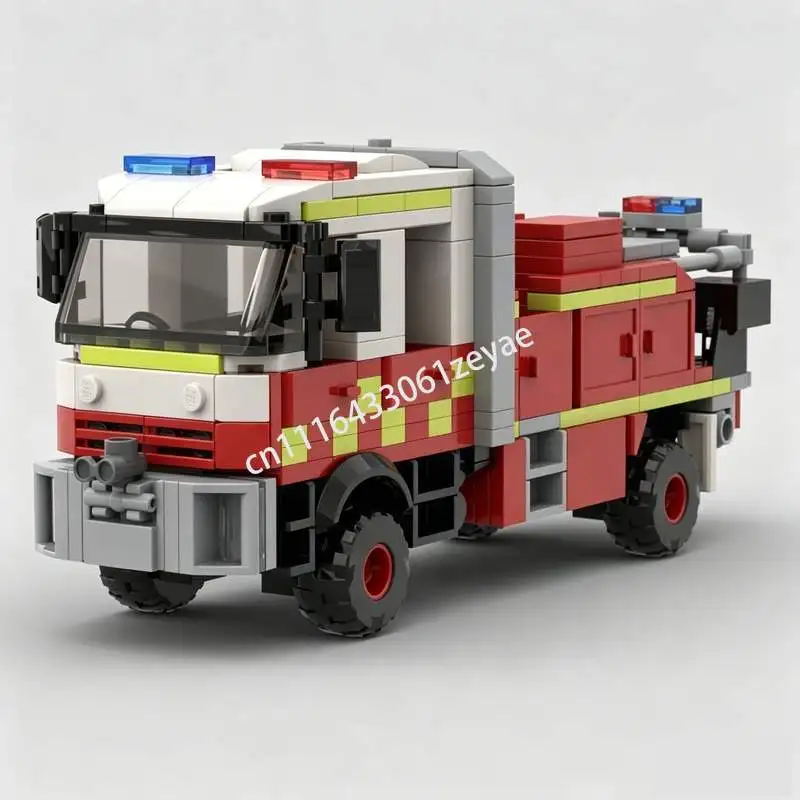 NEW 406Parts Wildfire Tanker Fire Truck MOC Custom Building Blocks Emergency Rescue Vehicle Model DIY Creative Assembly Toy Gift