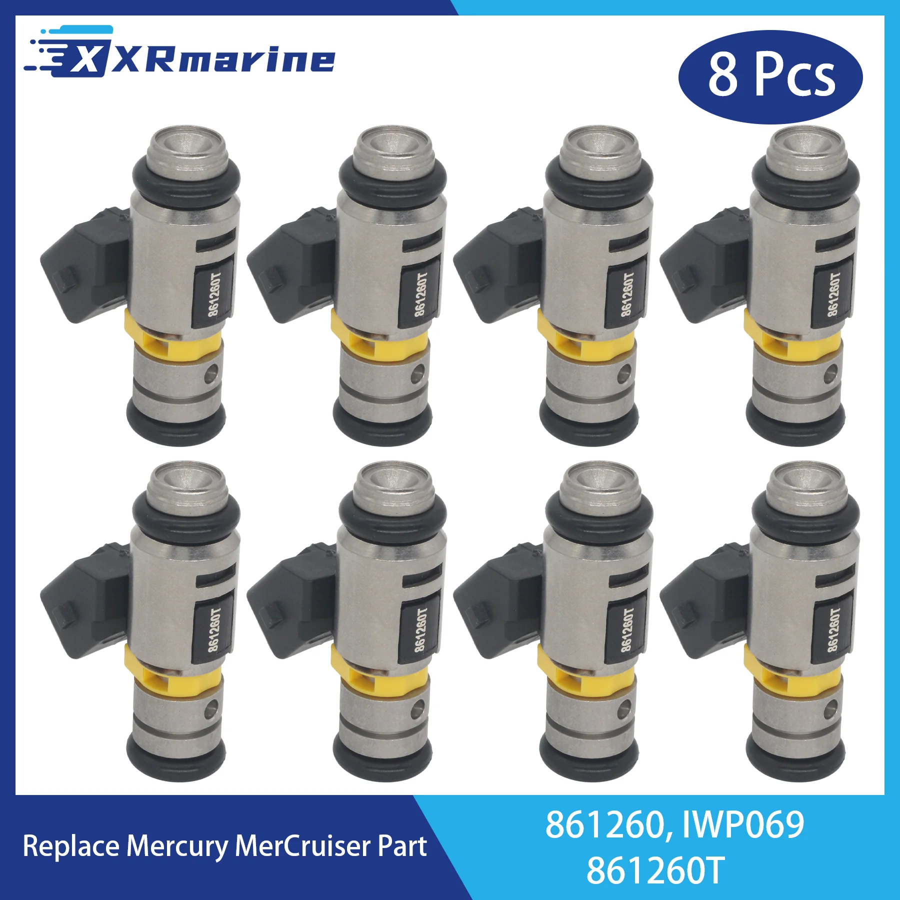 

Electronic Fuel Injectors 861260T for Mercury MerCruiser 4.3L 5.0L 5.7L 6.2L 8.2L MPI 350 454 502 MAG MX Engines IWP069 861260