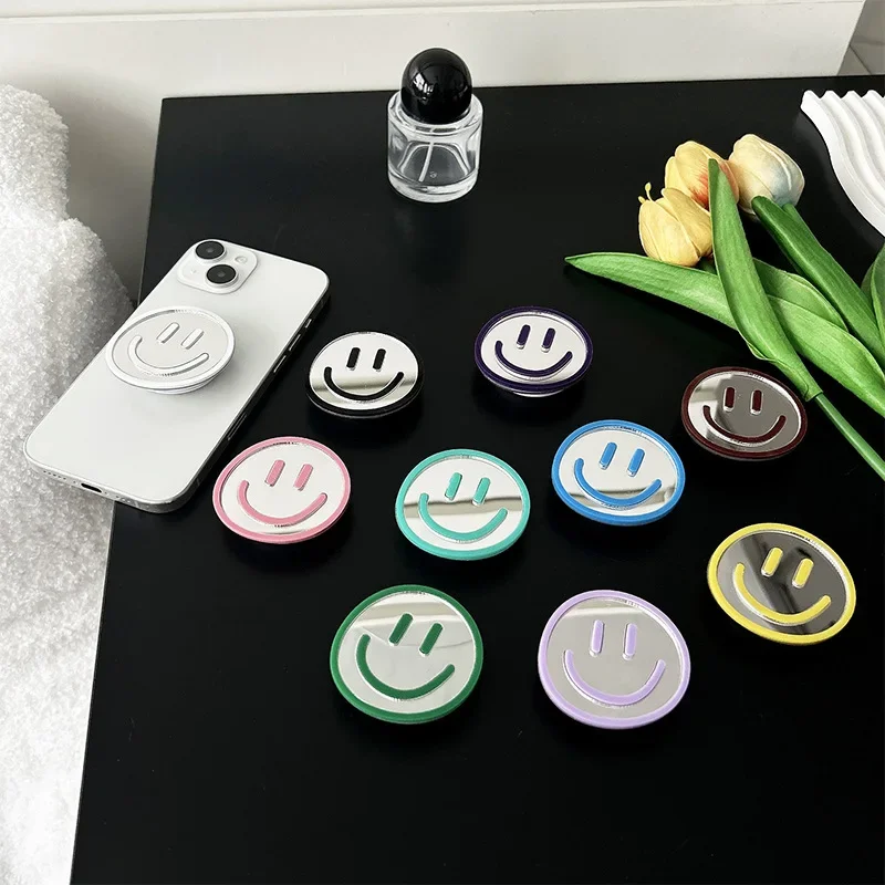 Fashion Portable Smile Mirror Phone Holder Grip Tok Universal Smart Tok For iPhone Samsung Foldable Stand Socket Lazy Bracket