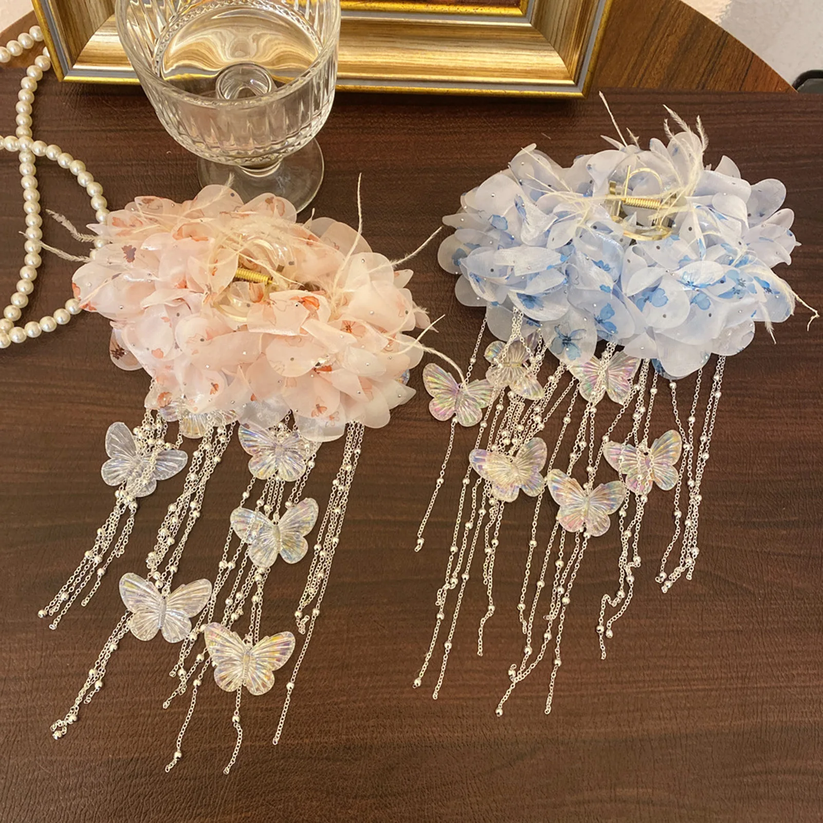 

Заколка для волос в китайском стиле с цветами, элегантная, с пышными пионами и кисточками, для платьев Ханьфу, модные аксессуары для волос для девочек