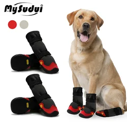 4Pcs Set Dog Shoes Reflective Waterproof Pet Boot Anti Slip Comfortable Breathable Sock Footwear Paw Protectors For Dogs Outdoor