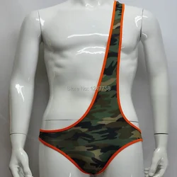 New Men's Camouflage  Underwear Wrestling Singlet One Shouder Leotard Vest